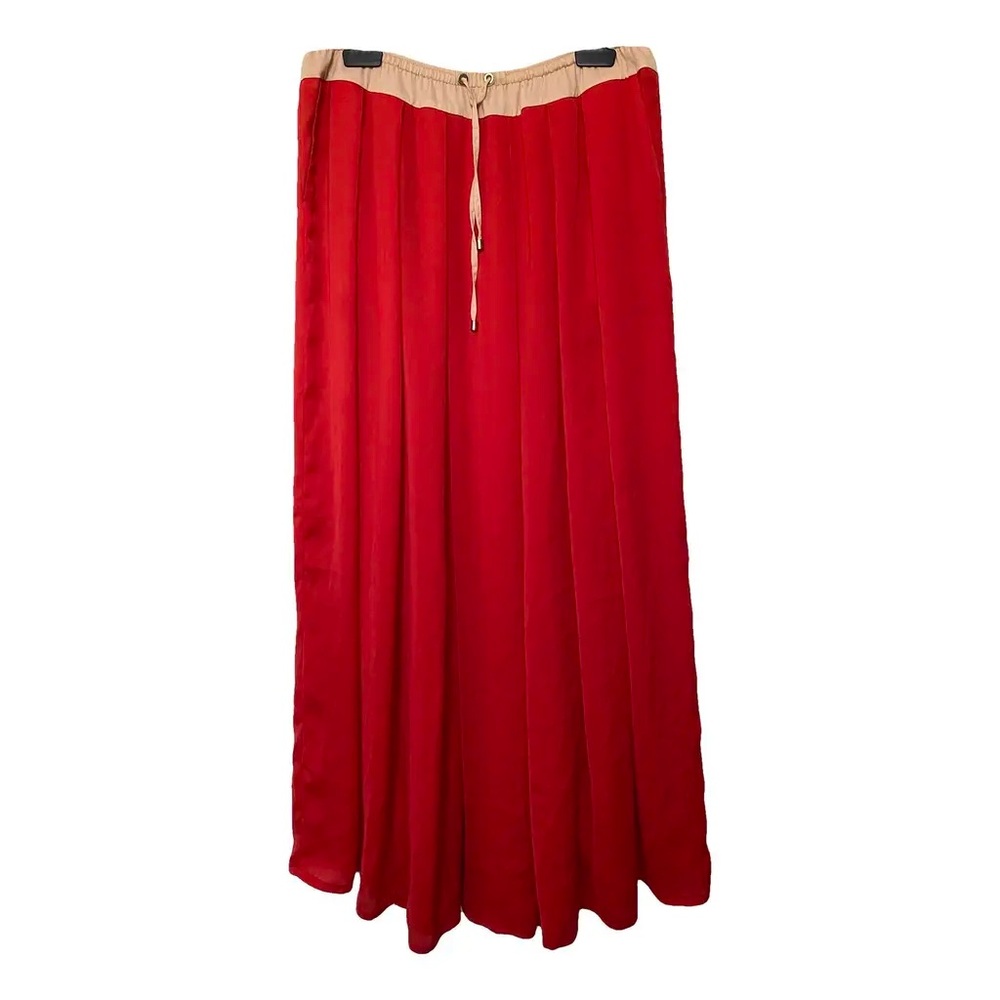 Cop.Copine Red and Tan Maxi Skirt